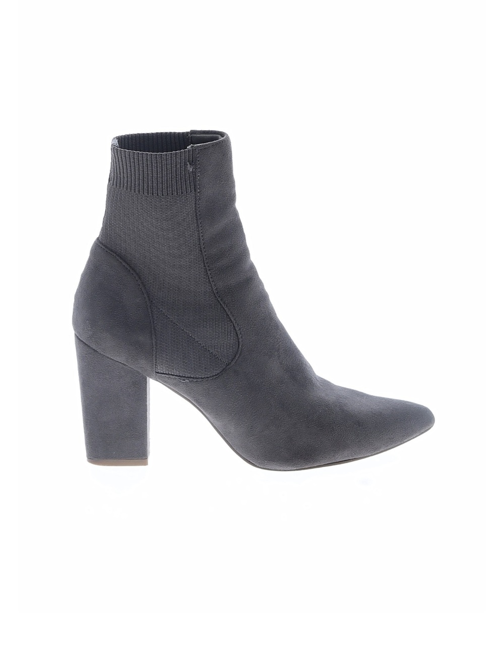 STEVE MADDEN Women’s Gray Sock Ankle Boot with Block Heel